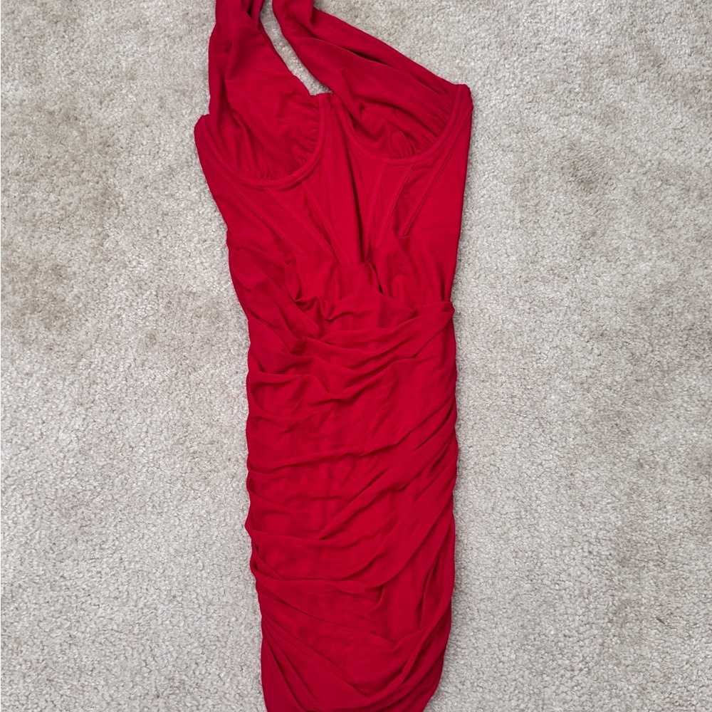 Mini One Shoulder Red Women's Dress